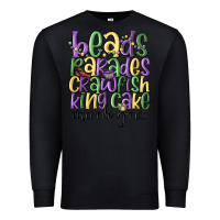 Black beads parades crawfish king cake mardi gras Premium Sweatshirt - MaliasSmallBusiness