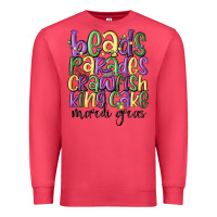 Cardinal beads parades crawfish king cake mardi gras Premium Sweatshirt - MaliasSmallBusiness