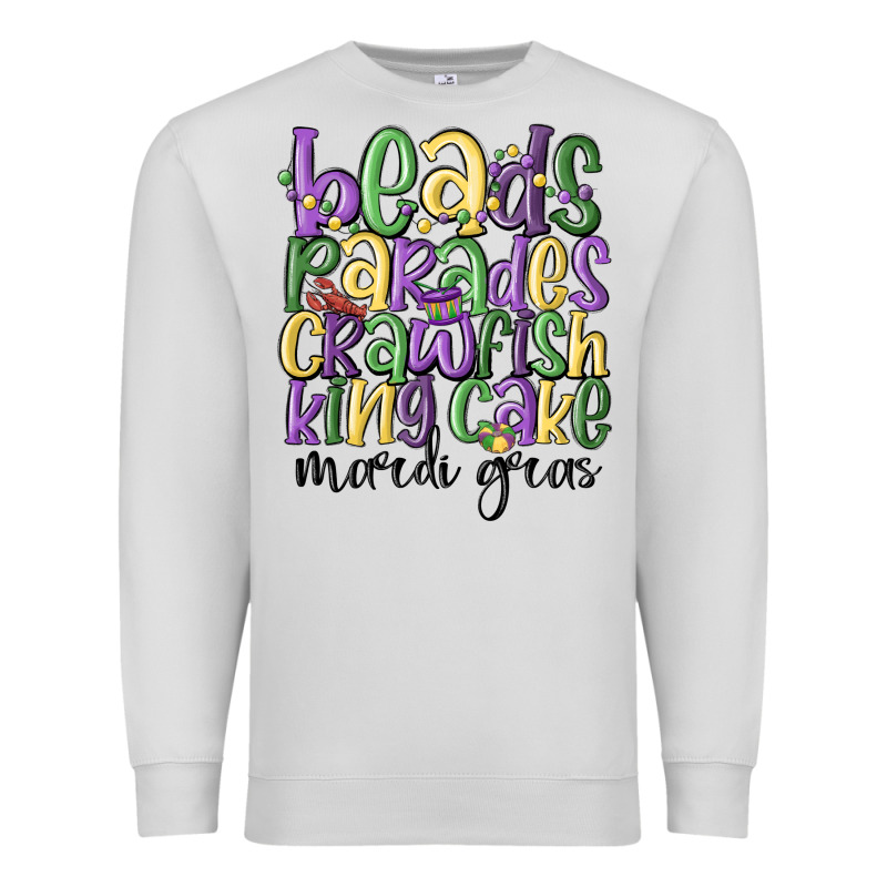 Beads Parades Crawfish King Cake Mardi Gras Premium Sweatshirt by MaliasSmallBusiness | Teevron