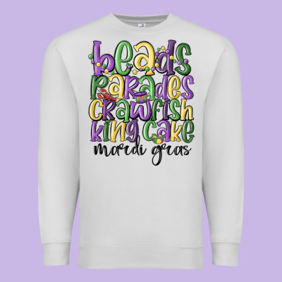 Beads Parades Crawfish King Cake Mardi Gras Premium Sweatshirt Designed By Maliassmallbusiness