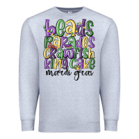 Heather Grey beads parades crawfish king cake mardi gras Premium Sweatshirt - MaliasSmallBusiness