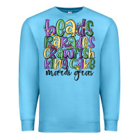 Ocean Blue beads parades crawfish king cake mardi gras Premium Sweatshirt - MaliasSmallBusiness