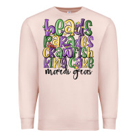 Pale Pink beads parades crawfish king cake mardi gras Premium Sweatshirt - MaliasSmallBusiness