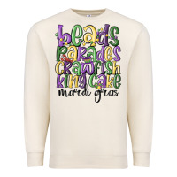 Sandshell beads parades crawfish king cake mardi gras Premium Sweatshirt - MaliasSmallBusiness