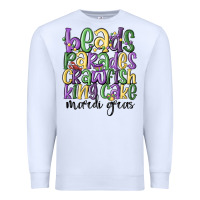 White beads parades crawfish king cake mardi gras Premium Sweatshirt - MaliasSmallBusiness