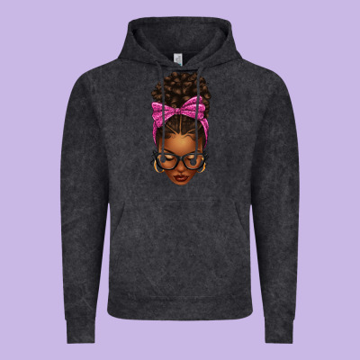 Afro Messy Bun Pink Leopard Bow Vintage Hoodie Designed By Texasbilliewilder