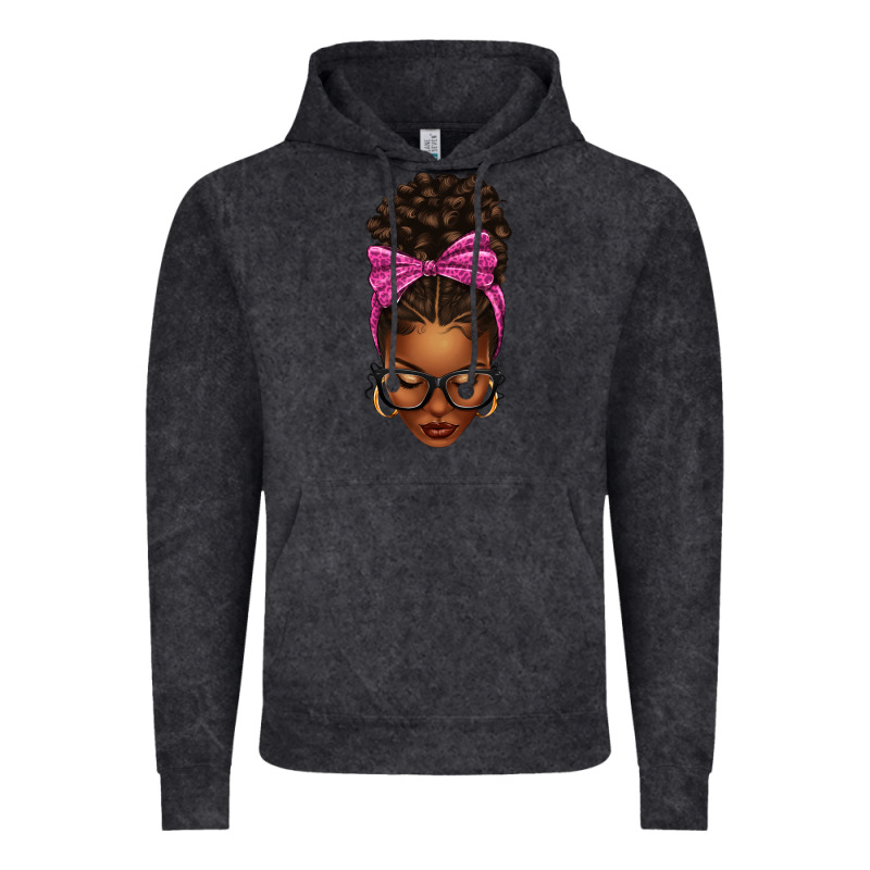 Afro Messy Bun Pink Leopard Bow Vintage Hoodie by texasbilliewilder | Teevron
