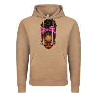 Vintage Coffee afro messy bun pink leopard bow Vintage Hoodie - texasbilliewilder