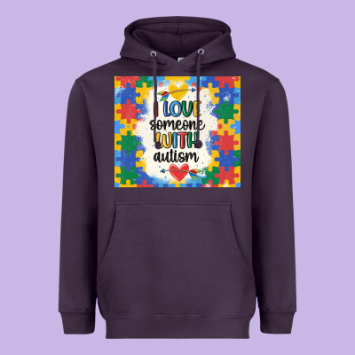 ı Love Someone With Autism Heavyweight Hoodie Designed By Maliassmallbusiness