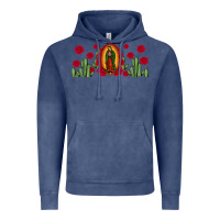 Vintage Denim lady of Guadalupe cactus rose Vintage Hoodie - JahusDesignShop