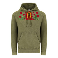 Vintage Olive lady of Guadalupe cactus rose Vintage Hoodie - JahusDesignShop