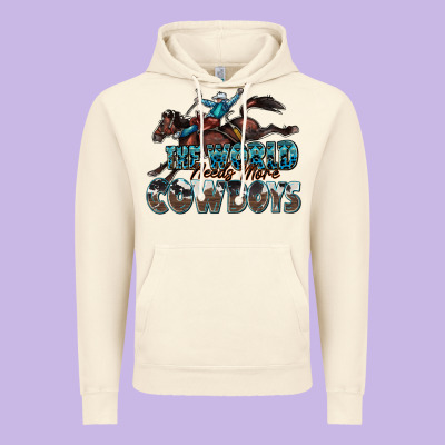 The World Needs More Cowboys Vintage Hoodie Designed By Zillion Design Studio
