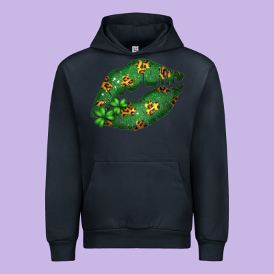 Green And Leopard Patterned Irish Day Lips Urban Hoodie Designed By Bettercallsaul