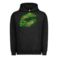 Pigment Black Green and Leopard Patterned Irish Day Lips Urban Hoodie - Bettercallsaul