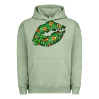 Pigment Oil Green Green and Leopard Patterned Irish Day Lips Urban Hoodie - Bettercallsaul