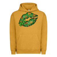 Pigment Peanut Butter Green and Leopard Patterned Irish Day Lips Urban Hoodie - Bettercallsaul