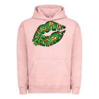 Pigment Salmon Green and Leopard Patterned Irish Day Lips Urban Hoodie - Bettercallsaul