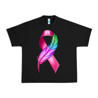 Black Breast Cancer Ribbon with Feather Urban Heavy Tee - texasbilliewilder