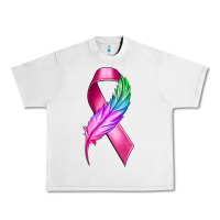Lunar Rock Breast Cancer Ribbon with Feather Urban Heavy Tee - texasbilliewilder