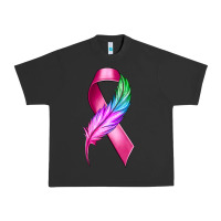 Pigment Black Breast Cancer Ribbon with Feather Urban Heavy Tee - texasbilliewilder