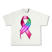 Pistachio Breast Cancer Ribbon with Feather Urban Heavy Tee - texasbilliewilder