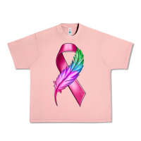 Salmon Breast Cancer Ribbon with Feather Urban Heavy Tee - texasbilliewilder