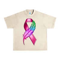 Breast Cancer Ribbon With Feather Urban Heavy Tee | Teevron