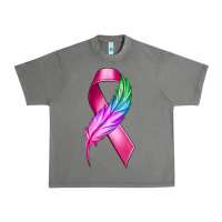 Tornado Breast Cancer Ribbon with Feather Urban Heavy Tee - texasbilliewilder