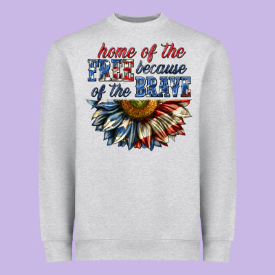 Heavyweight Sweatshirt home of the free because of the brave sunflower bi