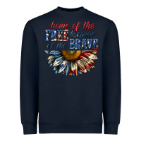 Navy home of the free because of the brave sunflower bi Heavyweight Sweatshirt - texasbilliewilder