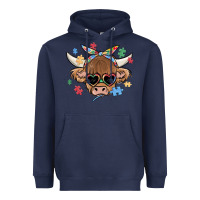 Navy autism awareness cow Heavyweight Hoodie - MaliasSmallBusiness