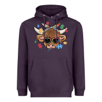 Plum autism awareness cow Heavyweight Hoodie - MaliasSmallBusiness