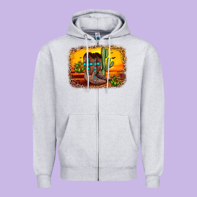 Cross Sunset Backgraund Zipper Hoodie Designed By Jahusdesignshop
