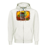 Oatmeal Heather cross sunset backgraund Zipper Hoodie - JahusDesignShop