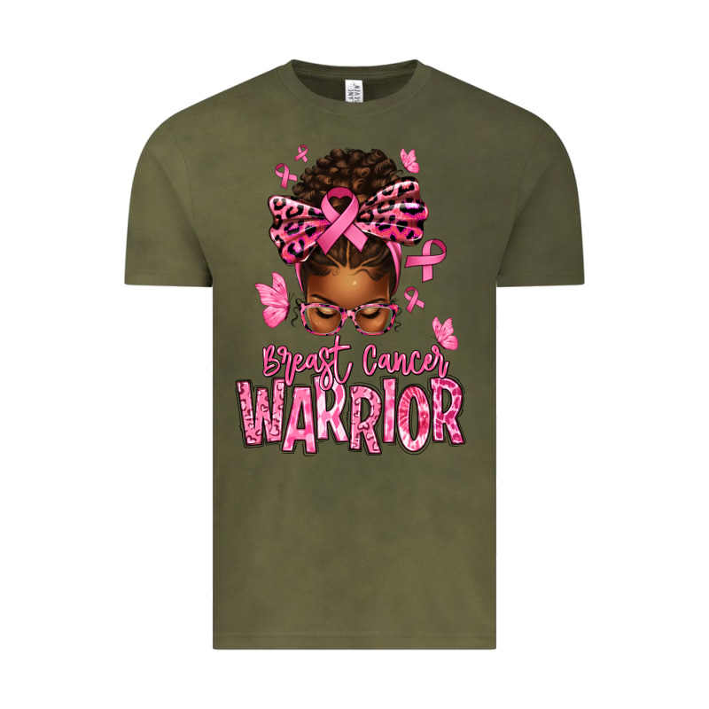 Brest Cancer Warrior Afro Messy Bun Vintage Tee by texasbilliewilder | Teevron