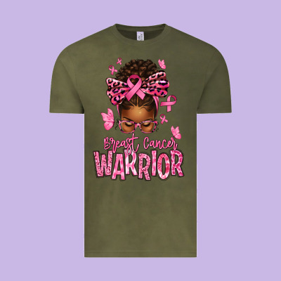 Brest Cancer Warrior Afro Messy Bun Vintage Tee Designed By Texasbilliewilder