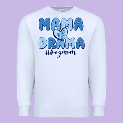 Mama Of Drama Boy Mom Premium Sweatshirt Designed By Maliassmallbusiness