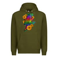 Army Green LGBTQ+ Lightnin' Bolt With Sunflower Premium Hoodie - BundleAndBundleShop
