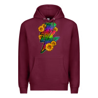 Burgundy LGBTQ+ Lightnin' Bolt With Sunflower Premium Hoodie - BundleAndBundleShop