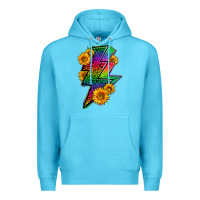 Ocean Blue LGBTQ+ Lightnin' Bolt With Sunflower Premium Hoodie - BundleAndBundleShop
