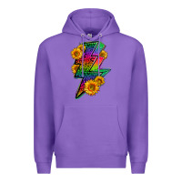 Purple LGBTQ+ Lightnin' Bolt With Sunflower Premium Hoodie - BundleAndBundleShop