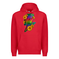 Red LGBTQ+ Lightnin' Bolt With Sunflower Premium Hoodie - BundleAndBundleShop