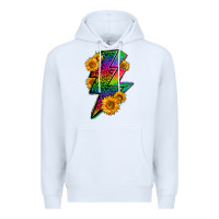 White LGBTQ+ Lightnin' Bolt With Sunflower Premium Hoodie - BundleAndBundleShop