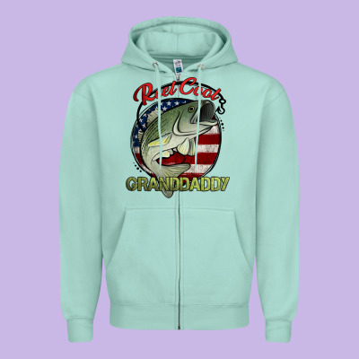Reel Cool Granddaddy Fishing Zipper Hoodie Designed By Jasminsmagicworld