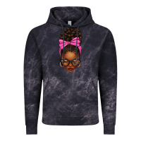 Cloud Black afro messy bun pink bow Vintage Hoodie - texasbilliewilder