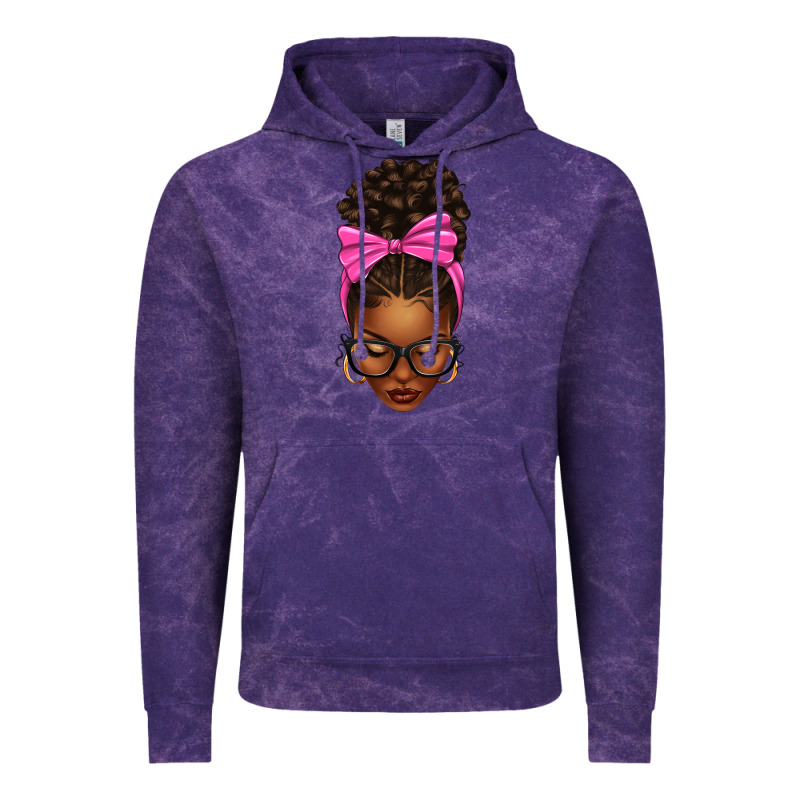 Afro Messy Bun Pink Bow Vintage Hoodie by texasbilliewilder | Teevron