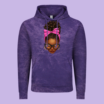 Afro Messy Bun Pink Bow Vintage Hoodie Designed By Texasbilliewilder