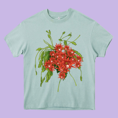Red Orchid Cactus Heavy Core Tee Designed By Lillyallendesigns