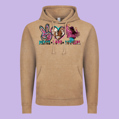 Peace Love Cowgirl Vintage Hoodie Designed By Zillion Design Studio