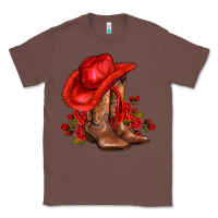 Chestnut valentines day cowboy boots red  and roses Classic Tee - AdoDesignShop